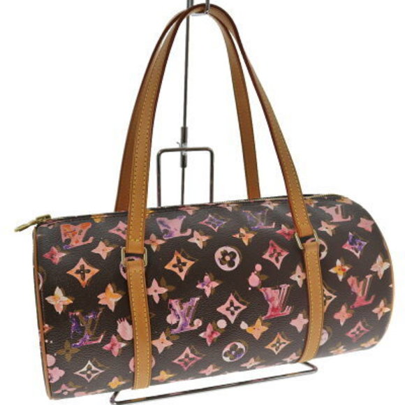 Louis Vuitton Papillon Handbag Watercolor Maroon Pink Brown - Picture 1 of 6